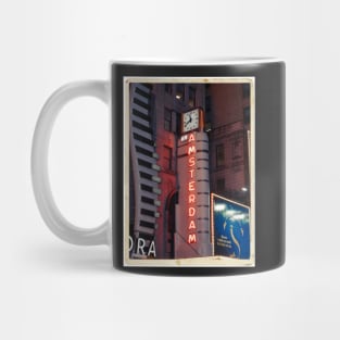 Amsterdam Theater in Times Square at night - Kodachrome Postcards Mug